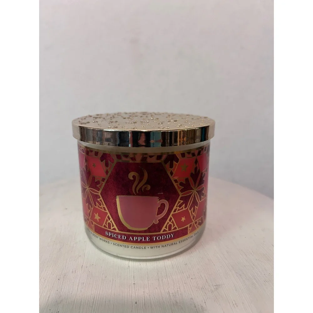 Bath & Body Works Spiced Apple Toddy 3-Wick Scented Candle 14.5 oz Gold Star Lid